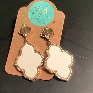 Large clover Flower Gold Dipped Earrings